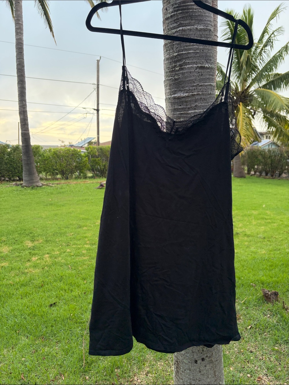 Victoria's Secret Black Lace-Trim Chemise